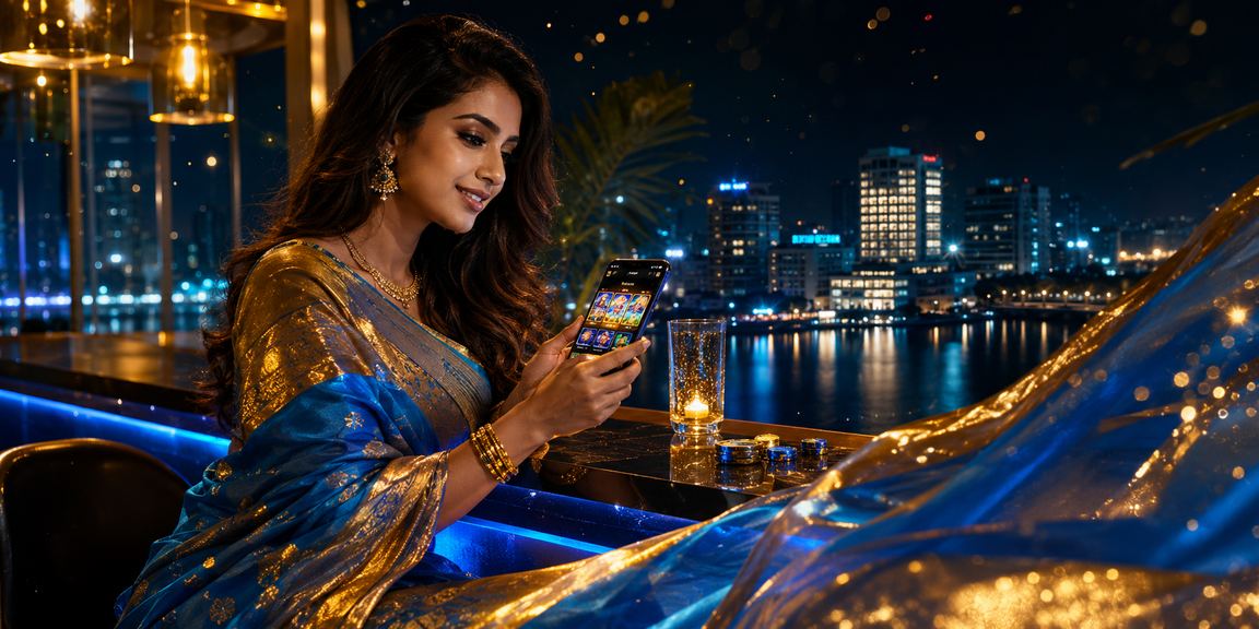 A woman in a saree in Dhaka enjoying VIP bonuses and new games